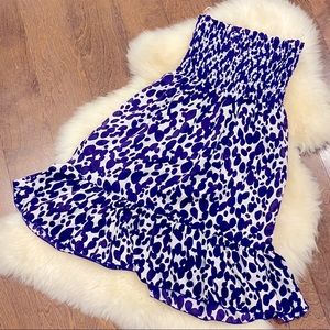 NWOT Smocked dress/ skirt with navy blue pattern